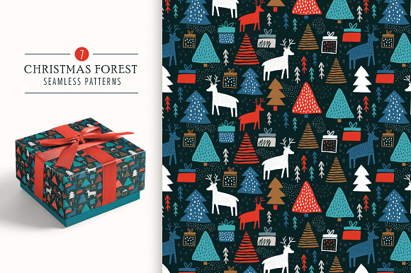 Chrismas forest 7 seamless patterns in Patterns - product preview 2