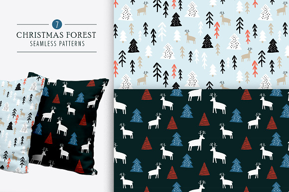 Chrismas forest 7 seamless patterns in Patterns - product preview 3
