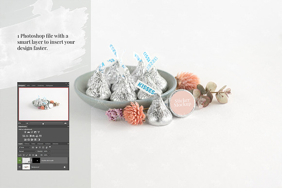 Hershey kisses Sticker Mockup in Product Mockups - product preview 1