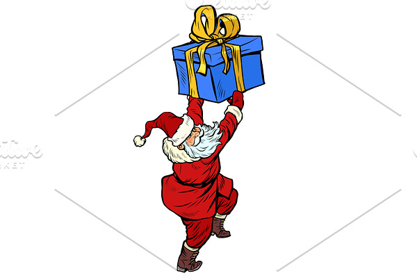 Santa Claus with Christmas gift box