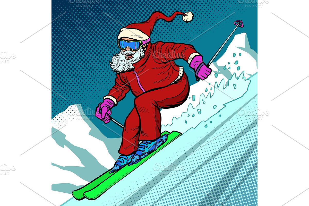 Skier evening rides down the in Illustrations - product preview 8