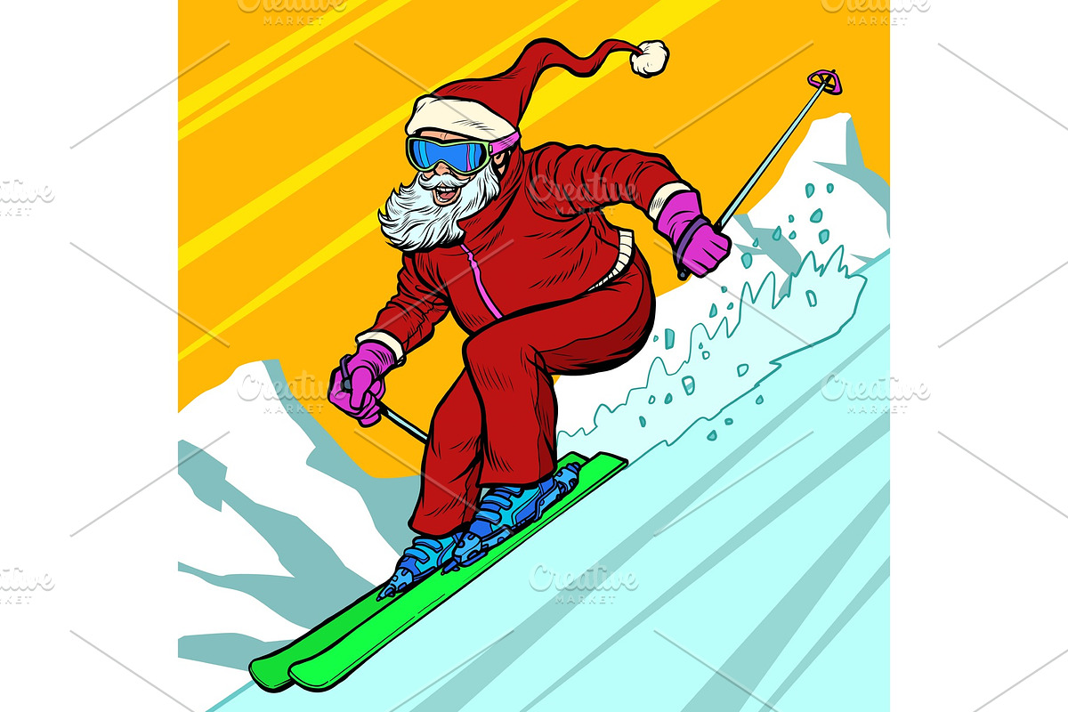 Skier day rides from the mountain in Illustrations - product preview 8
