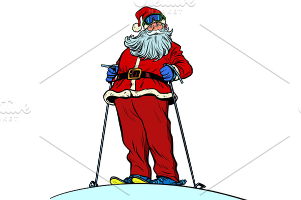 Santa Claus character on snow