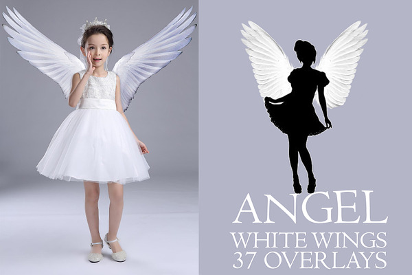 37 Angel white wings photo overlays