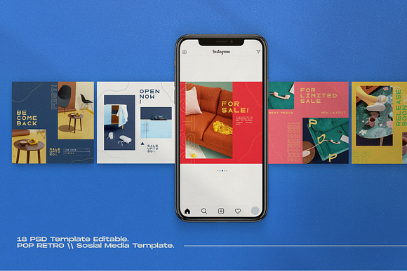 Pop Retro - Social Media Template in Instagram Templates - product preview 2