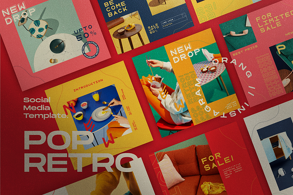 Pop Retro - Social Media Template in Instagram Templates - product preview 4