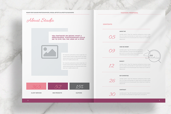 Pink Fashion Proposal Layout in Brochure Templates - product preview 2