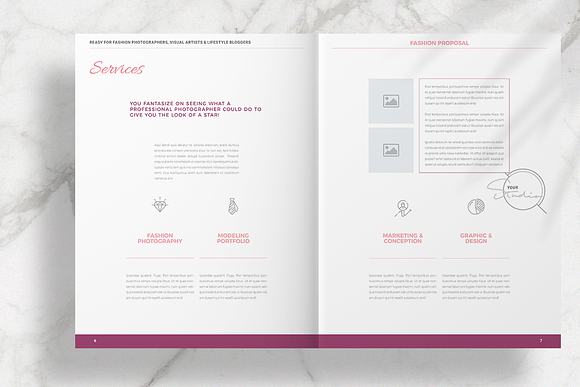 Pink Fashion Proposal Layout in Brochure Templates - product preview 4