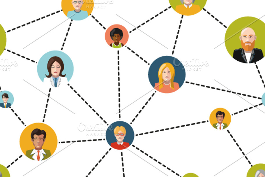 Flat people avatars in social net in Patterns - product preview 8