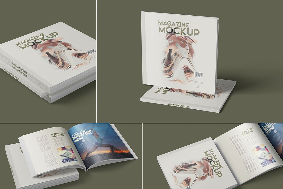 Square Magazine Mockup Set in Branding Mockups - product preview 8
