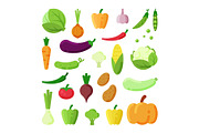 Different vegetables color flat
