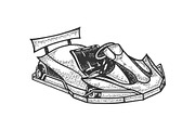 Go kart sport car sketch engraving