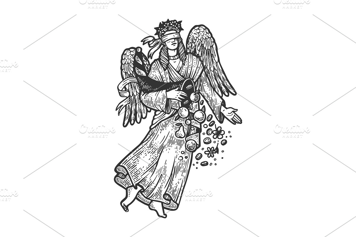 Fortuna greek goddess sketch vector in Illustrations - product preview 8