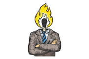 Burning match businessman sketch