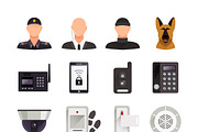 Home security flat icons set