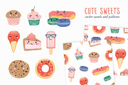 Cute sweets set and seamless