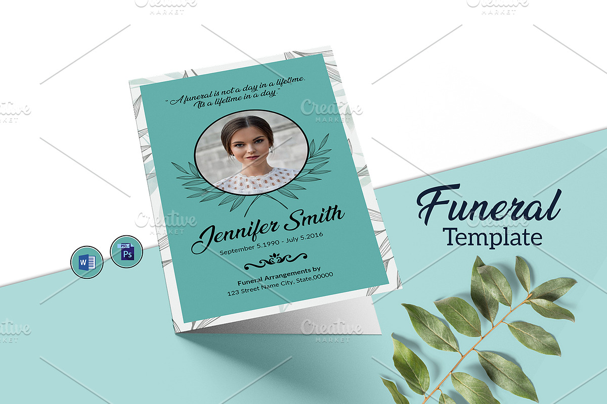 Funeral Program Template - V953 in Brochure Templates - product preview 8