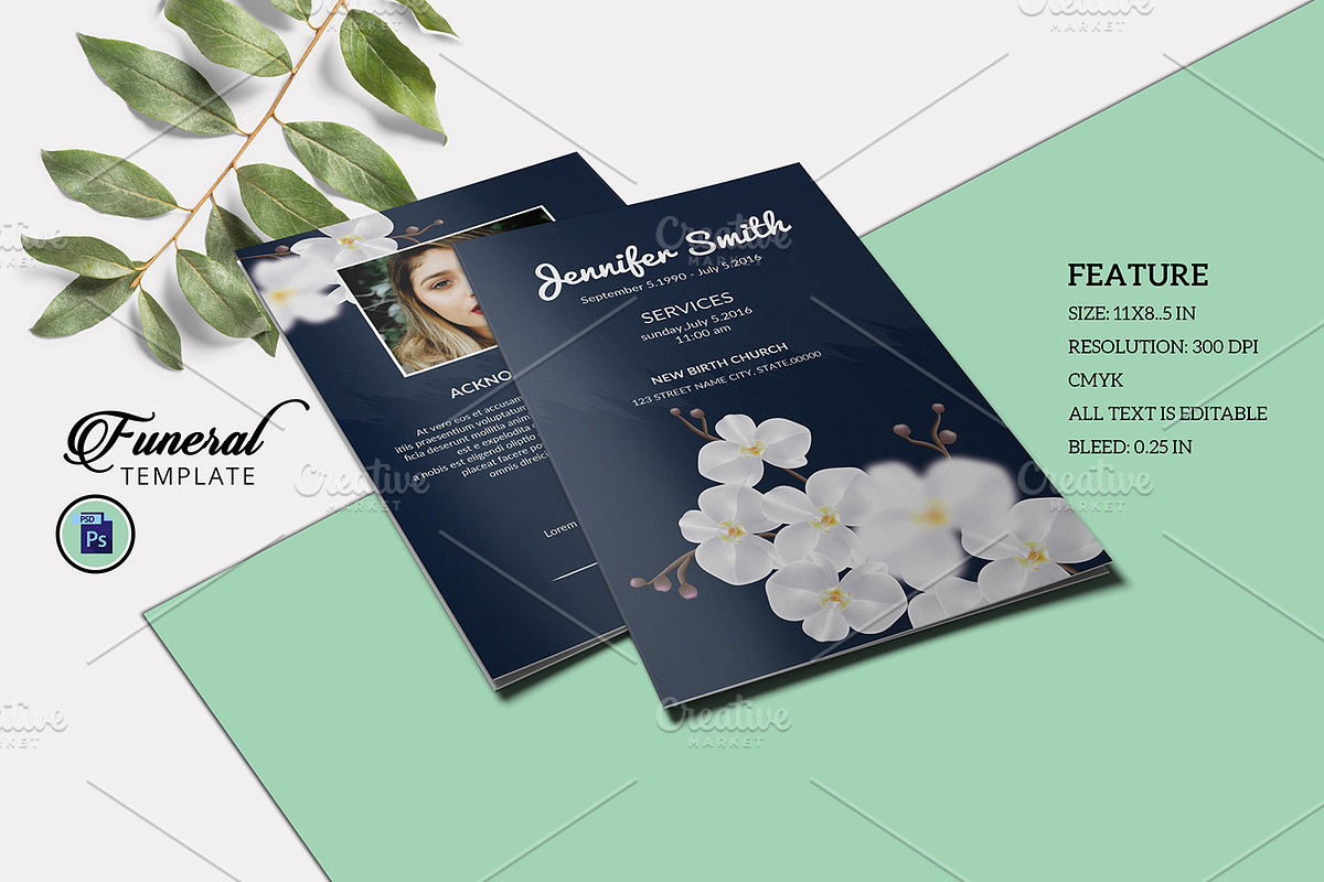 Funeral Program Template - V954 in Brochure Templates - product preview 8