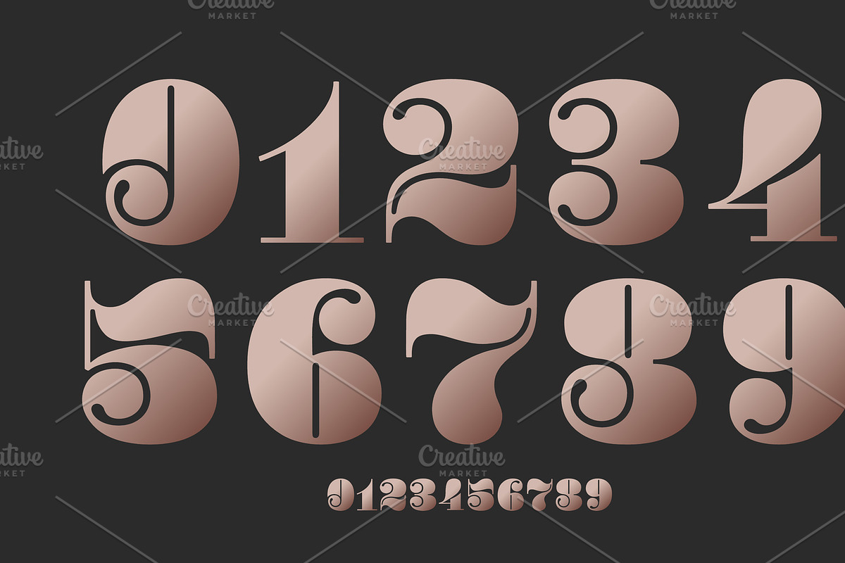 Number font. Font of numbers in in Illustrations - product preview 8