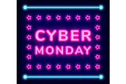 Cyber Monday Neon Sign, Banner for