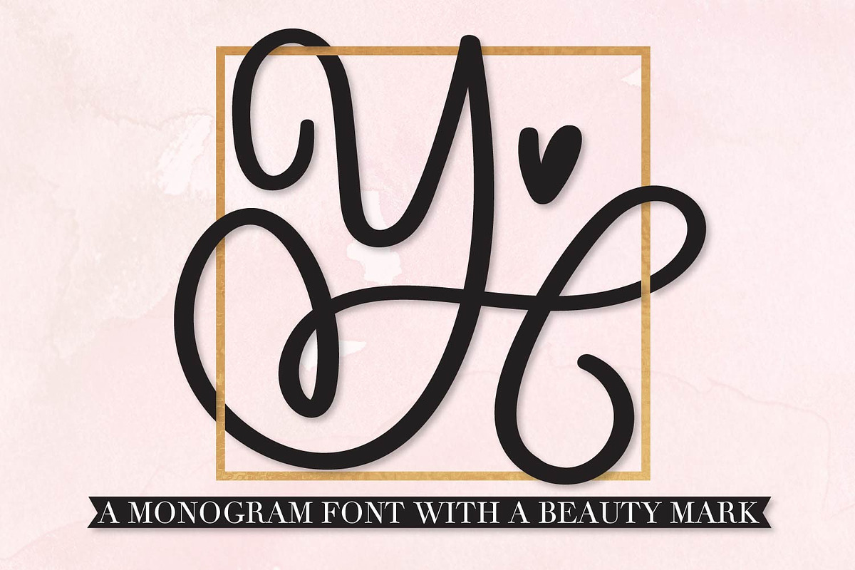 Scripty Monogram Font - With hearts in Display Fonts - product preview 8