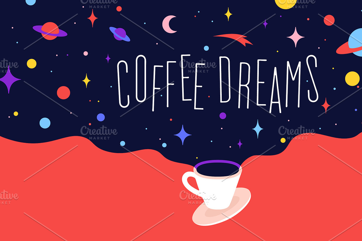 Coffee cup with universe dreams and in Illustrations - product preview 8