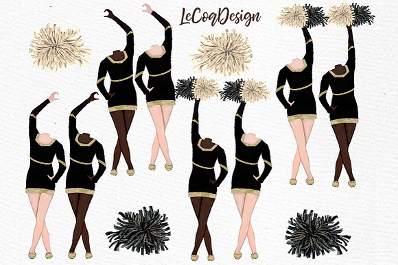 Cheerleaders Clipart Sport Girls in Illustrations - product preview 1