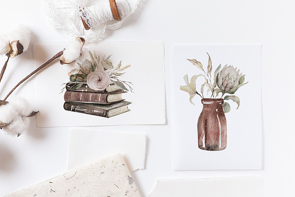 Dried flowers watercolor collection in Illustrations - product preview 1