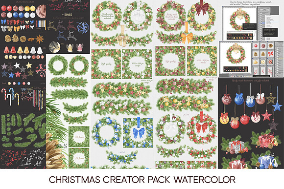 Watercolor Christmas Bundle in Illustrations - product preview 5