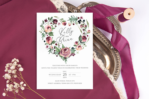 Plum & Berries 6 Piece Wedding Suite in Wedding Templates - product preview 1