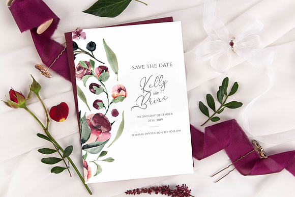Plum & Berries 6 Piece Wedding Suite in Wedding Templates - product preview 2