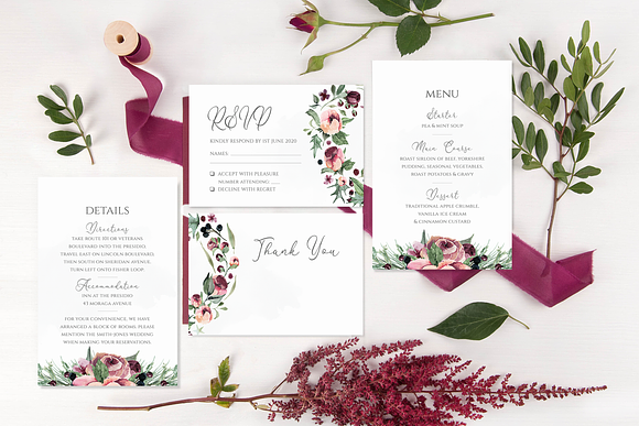 Plum & Berries 6 Piece Wedding Suite in Wedding Templates - product preview 3