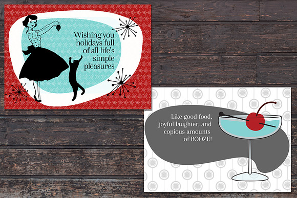 Mid-Century Themed Holiday Cards in Card Templates - product preview 2
