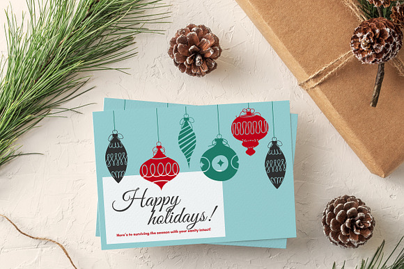 Mid-Century Themed Holiday Cards in Card Templates - product preview 4