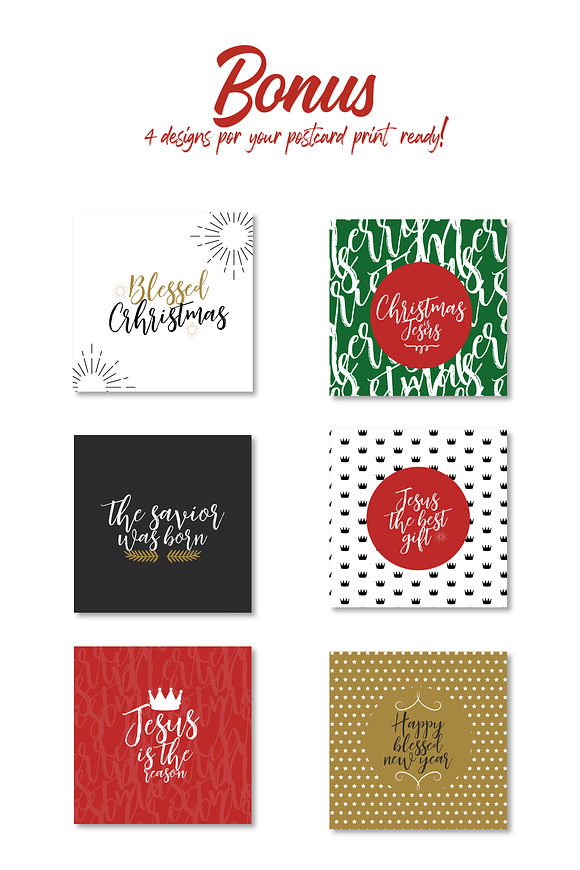 Christmas overlays & cards  / BONUS in Postcard Templates - product preview 1