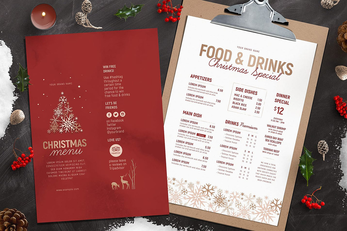 Ornate Christmas Menus in Stationery Templates - product preview 8