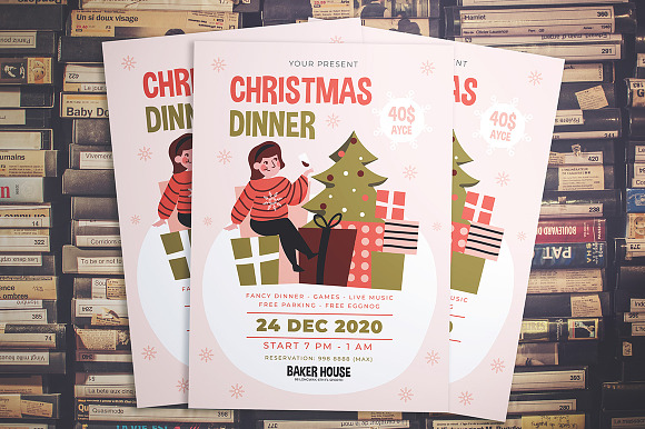 Christmas Dinner Party Flyer in Flyer Templates - product preview 1
