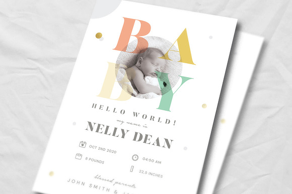 Baby Shower & Baby Announcement Flye in Card Templates - product preview 1