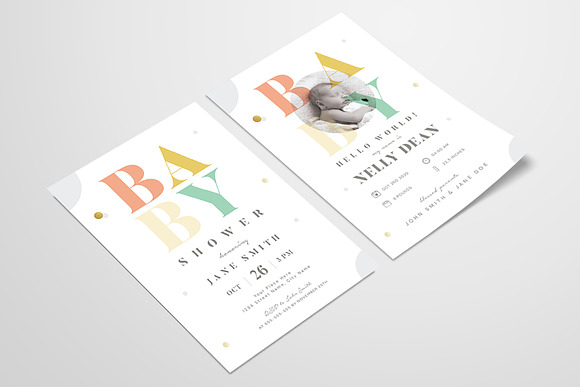Baby Shower & Baby Announcement Flye in Card Templates - product preview 2
