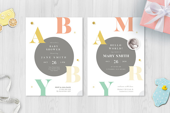 Baby Shower & Baby Announcement Flye in Card Templates - product preview 2