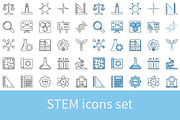 STEM education icons set
