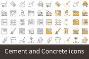 Cement and Concrete icons set