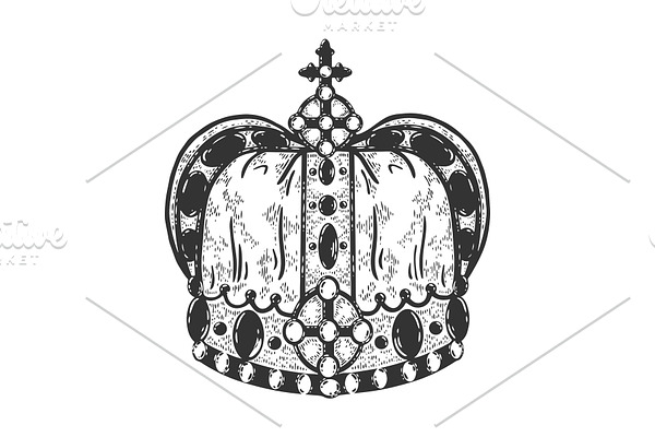 Royal crown sketch engraving vector
