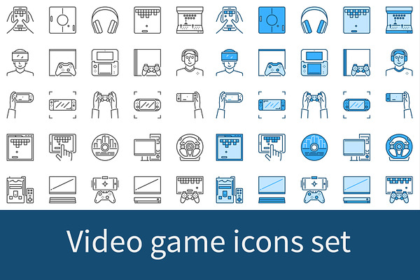 Video game vector icons set