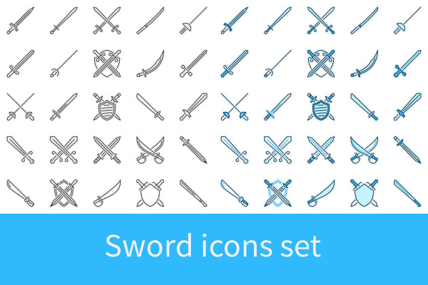 Sword concept icons set
