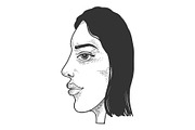Double face abstract girl sketch