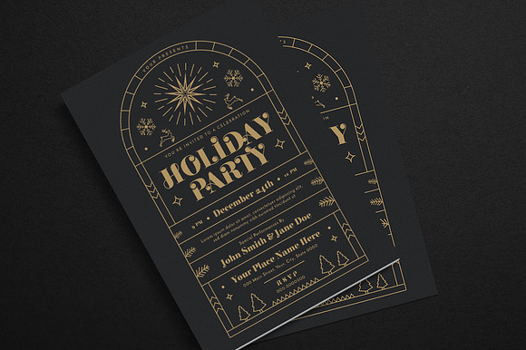 Gold Deco Holiday Party Event Flyer in Flyer Templates - product preview 2