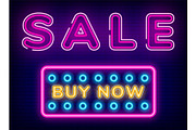 Sale Buy Now Button, Discount Neon