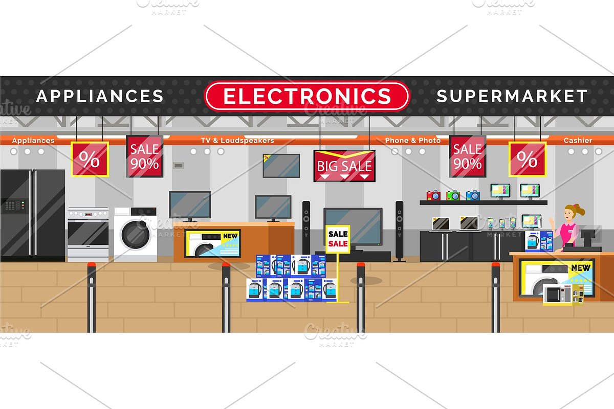 Electronics, Appliances Supermarket in Illustrations - product preview 8