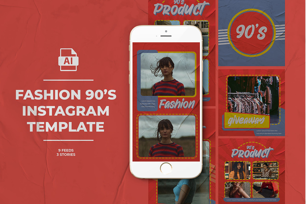 Fashion 90's Instagram Templates in Instagram Templates - product preview 8